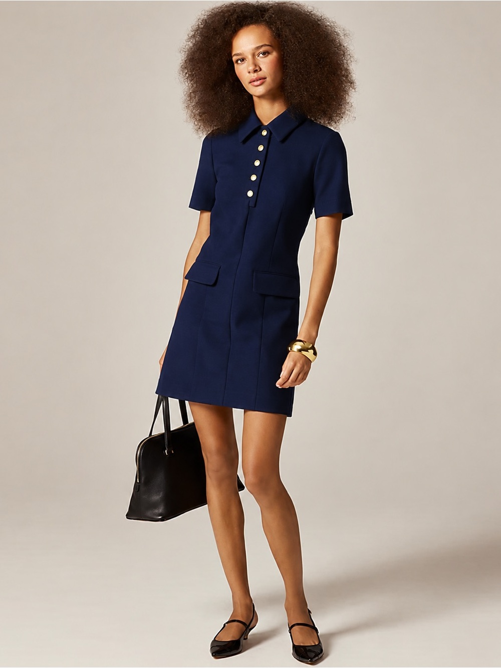 NWT J.Crew Parc Four-Season Stretch Navy Business Office Career Dress Polo